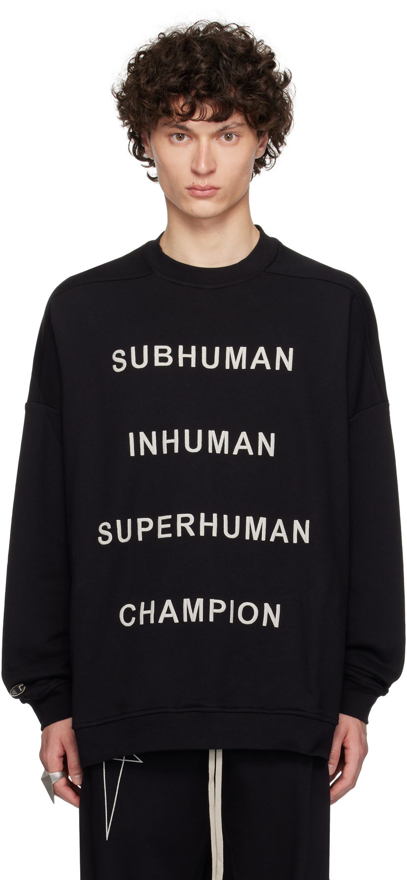 Huppari Rick Owens Rick Owens Champion Edition Jumbo Sweatshirt Musta | CM01E1669 CHFE FELPA