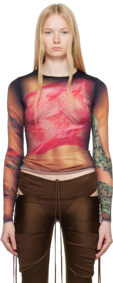 T-paita Marine Serre Marine Serre Recycled Draped Statue Jersey Second Skin T-shirt Monivärinen | WTS006A CJER0076, 0