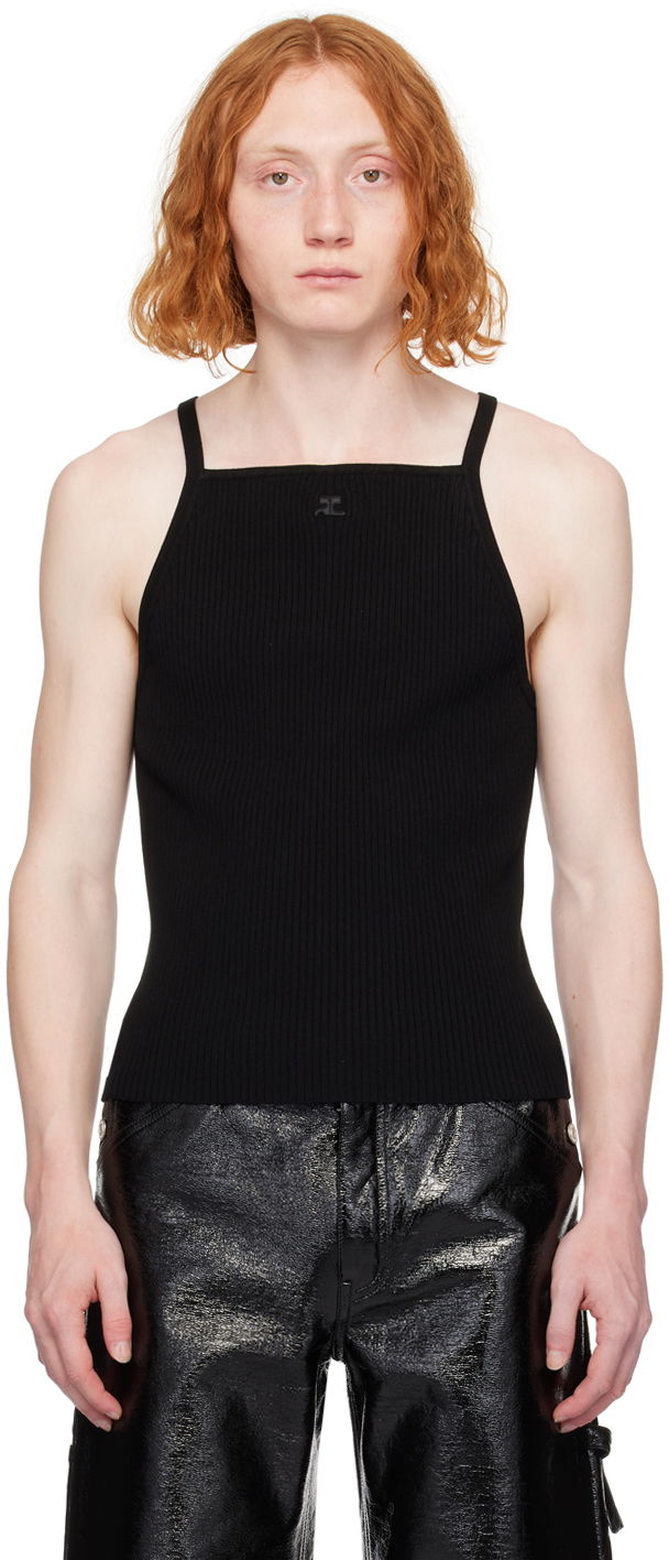 Tankkitoppi Courrèges Slim Neckline Tank Top Musta | 124MDE062FI0001