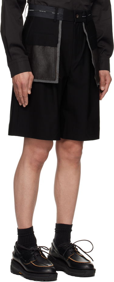 Shortsit Feng Chen Wang Feng Chen Wang Deconstructed Patchwork Shorts Musta | FUS19ST02, 1