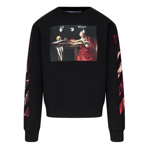 Villapaita Off-White Off-White Caravaggio Slim Crewneck Sweatshirt Musta | OMBA025R21FLE0051025