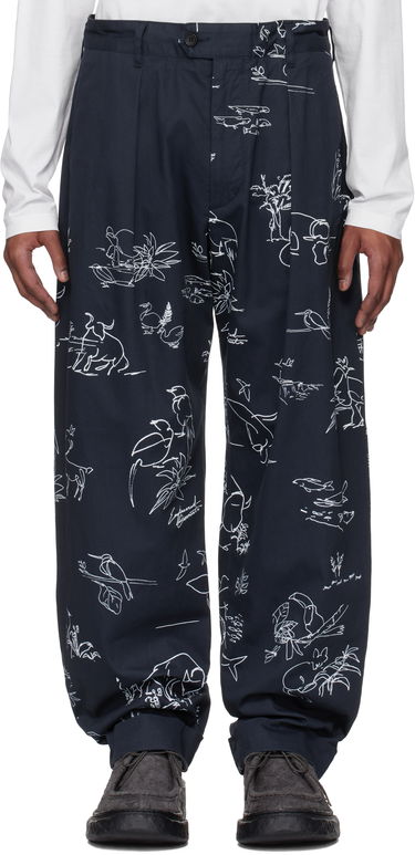 Housut Engineered Garments Engineered Garments Carlyle Print Trousers Tummansininen | 25S1F012, 0