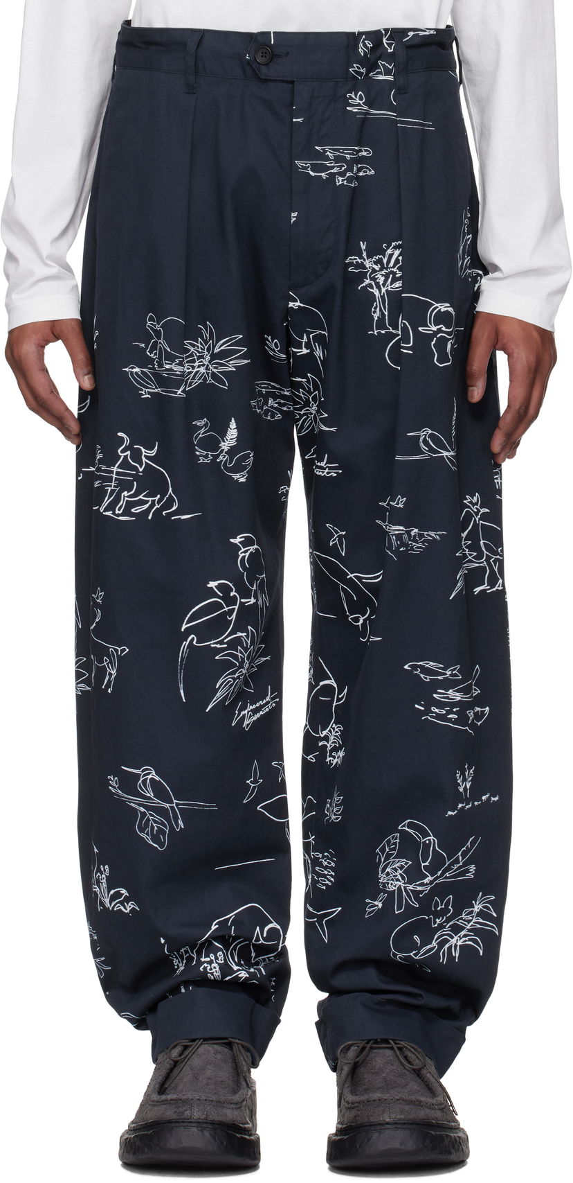 Housut Engineered Garments Engineered Garments Carlyle Print Trousers Tummansininen | 25S1F012