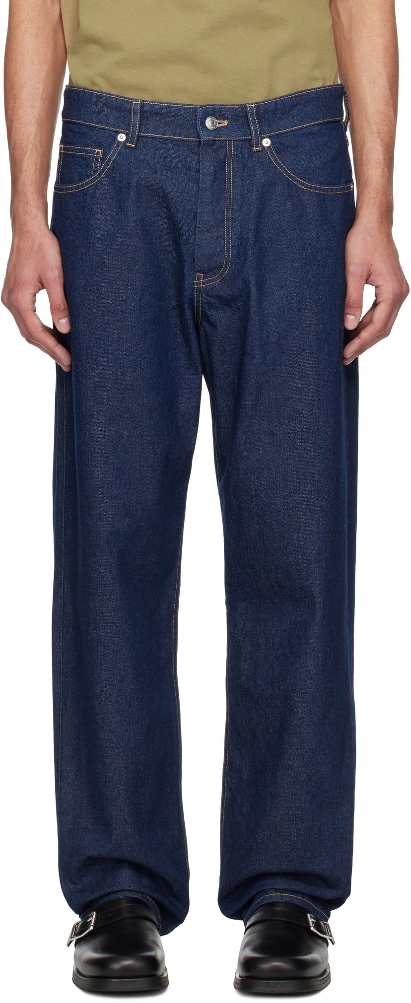 Jeans MAISON KITSUNÉ Maison Kitsuné Straight Denim Jeans Sininen | OM01118WW0081