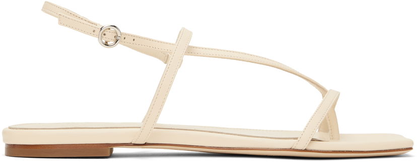 Asusteet Aeyde Aeyde Ella Leather Toe-Post Sandals Beige | A11-FS-BERS8MFL-0121-100-007