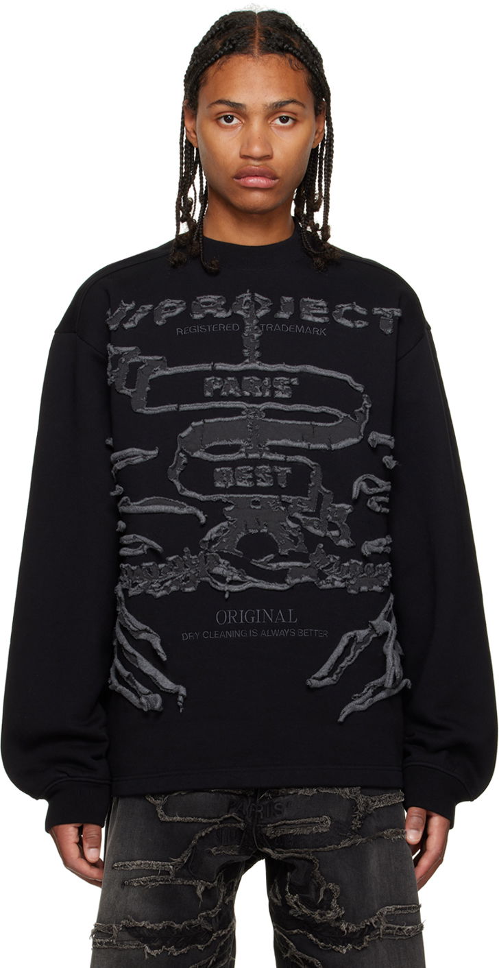 Huppari Y/PROJECT Graphic Print Long Sleeve Sweatshirt Musta | SWEAT54-S25