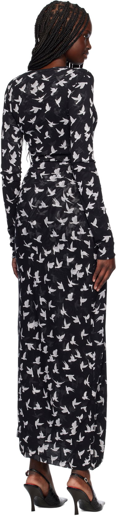 Mekko Stella McCartney Stella McCartney Dove Print Mesh Maxi Dress Musta | 6J03353SPZ89, 2