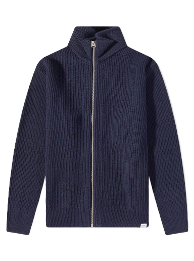 Huppari NORSE PROJECTS Hagen Cotton Full Zip Knit Tummansininen | N45-0550-7004