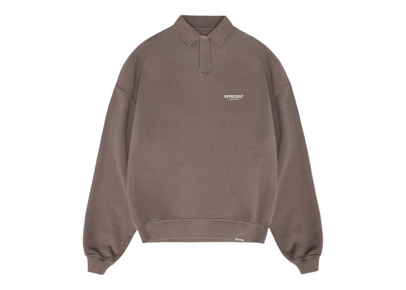 Villapaita Represent Clo Represent Owners Club Long Sleeve Polo Sweater Fog Ruskea | MS4024-292