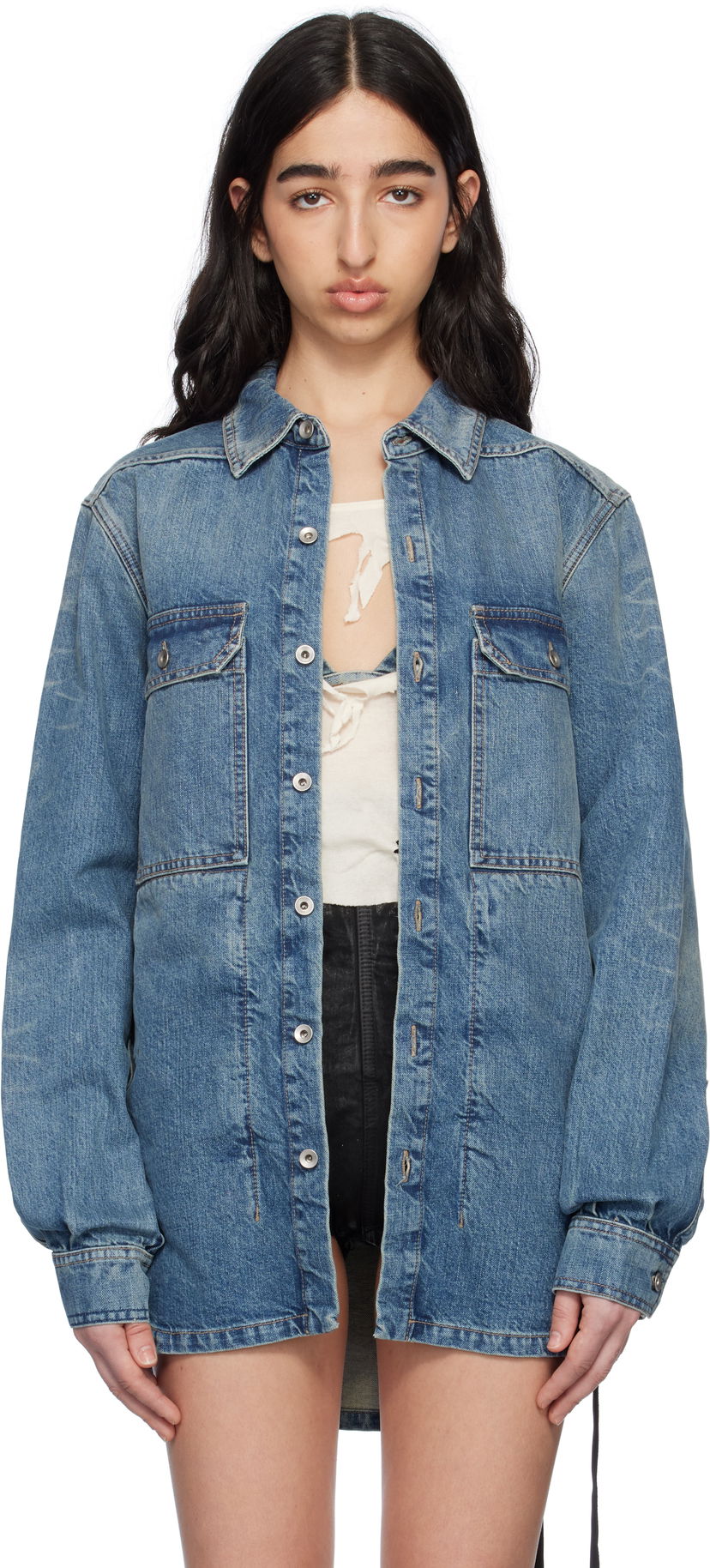 Paita Rick Owens Rick Owens DRKSHDW Hollywood Denim Overshirt Sininen | DS01E3705 DWB