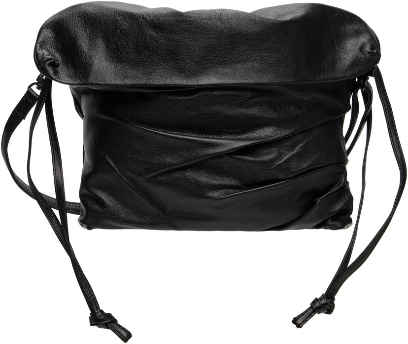Olkalaukku Yohji Yamamoto YOHJI YAMAMOTO Drape Leather Shoulder Bag Musta | DP-I33-791