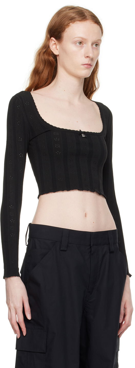 Villapaita Alexander Wang Alexander Wang.t Hardware Long Sleeve Cropped Top Musta | 4KC3231021, 1