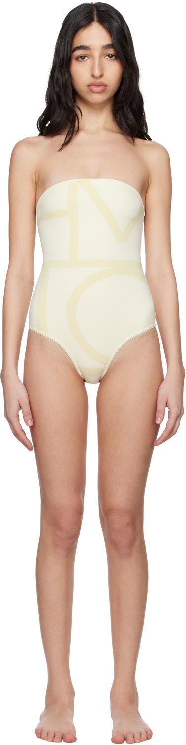 Uimapuvut TOTEME TOTEME Monogram Strapless One-Piece Swimsuit Beige | 252-WSW1027-FB0221, 0