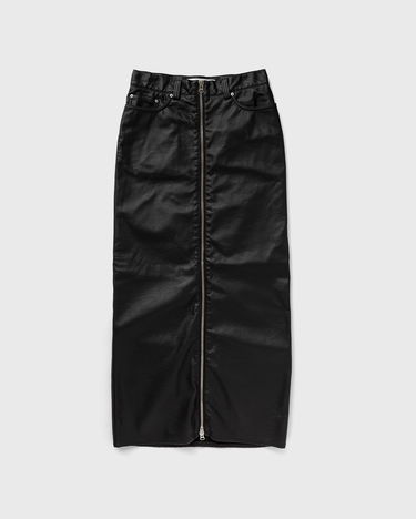 Hame Won Hundred Faux Leather Midi Skirt With Front Zip Musta | 3042-16010, 0