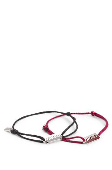 Rannerengas BOSS Two cord cuffs with rectangular metal plaques Monivärinen | 50549076, 0