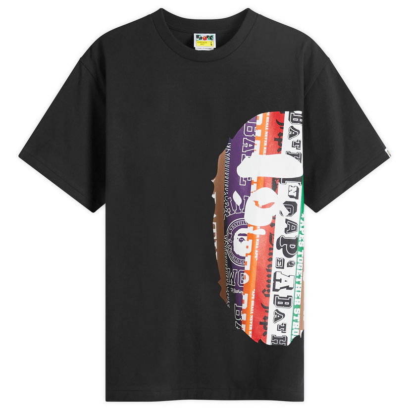 T-paita BAPE A Bathing Ape Fans Scarf Side Big Ape Head Musta | 001TEK301043M-BLK