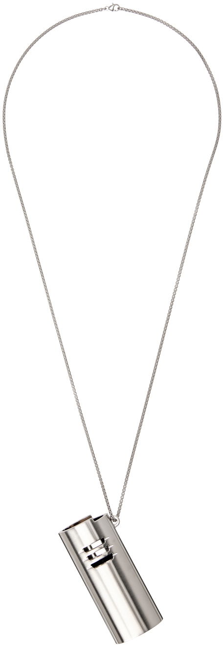 Kaulakoru Rick Owens Silver Porterville Lighter Holder Charm Necklace Harmaa | RJ0000092 MMA
