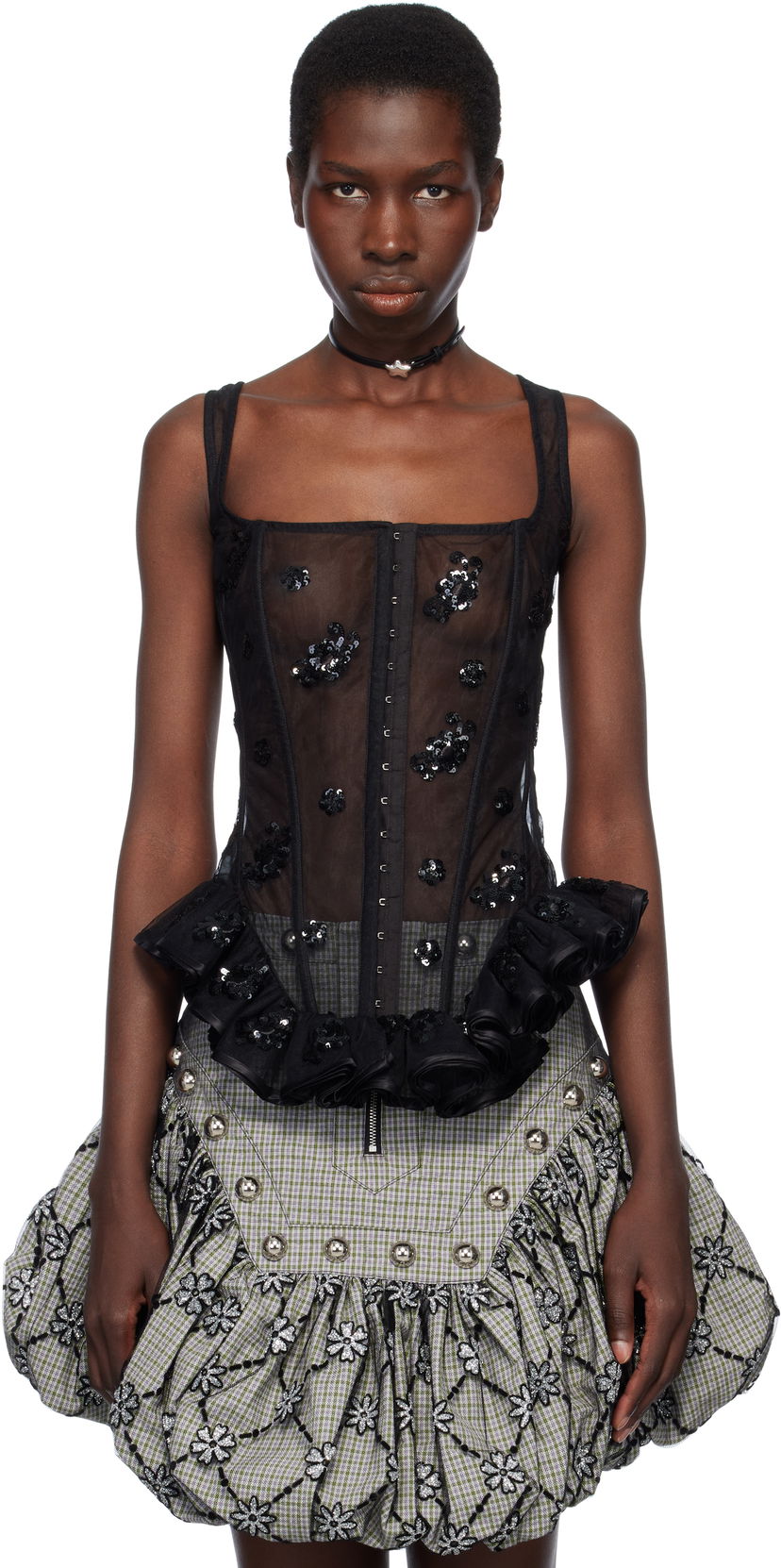 Hame Chopova Lowena Chopova Lowena Afly Sequin Tulle Corset Musta | 2282