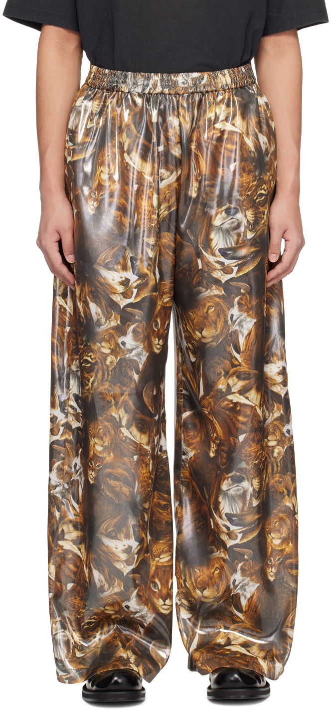 Housut Acne Studios Per B. Sundberg Edition Print Silk Trousers Ruskea | BK0577-