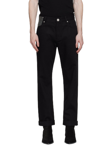 Jeans Balmain Rhinestone Jeans Musta | BH0MI044DD76