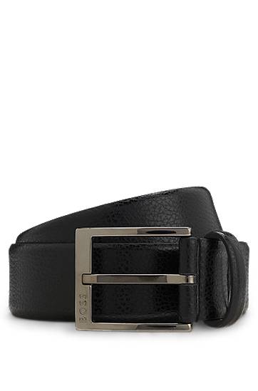 Vyöt BOSS Grained Italian-leather belt with polished pin buckle Musta | 50553210