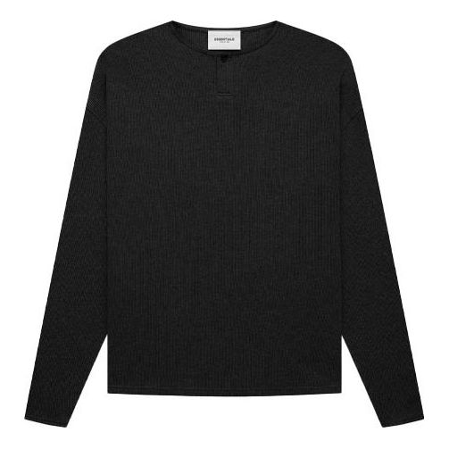 Villapaita Fear of God Essentials Thermal Henley Long Sleeve Musta | FOG-FW21-039