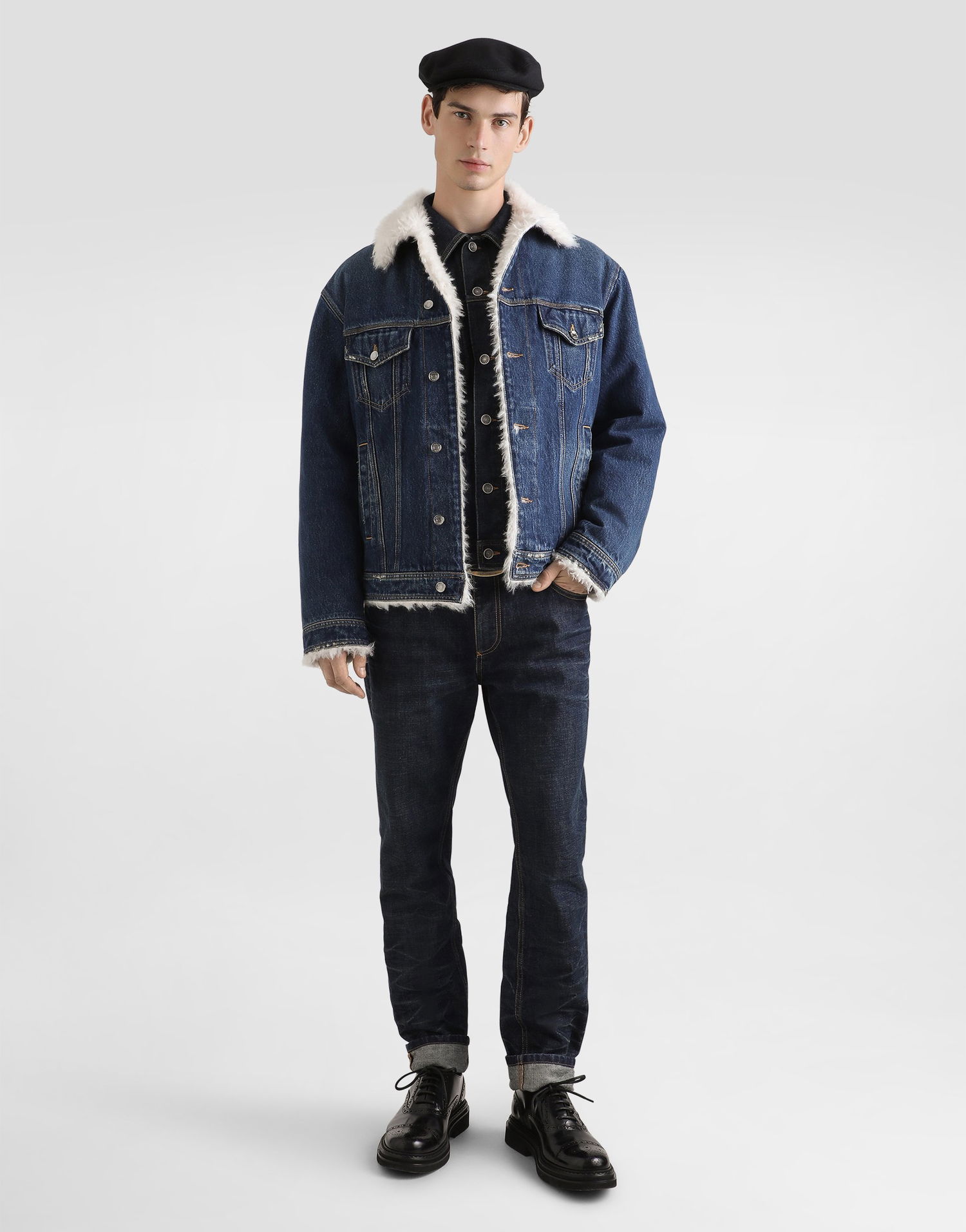 Takki Dolce & Gabbana Dolce & Gabbana Shearling Lined Denim Jacket Sininen | G9BMFDG8NH3S9001, 1