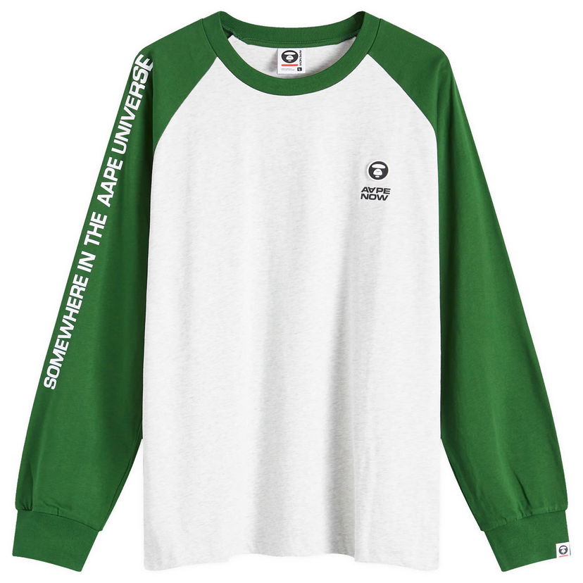 T-paita AAPE by A Bathing Ape AAPE Now Raglan Long Sleeve T-Shirt, Size Large Vihreä | AAPLTM1541XANGRX