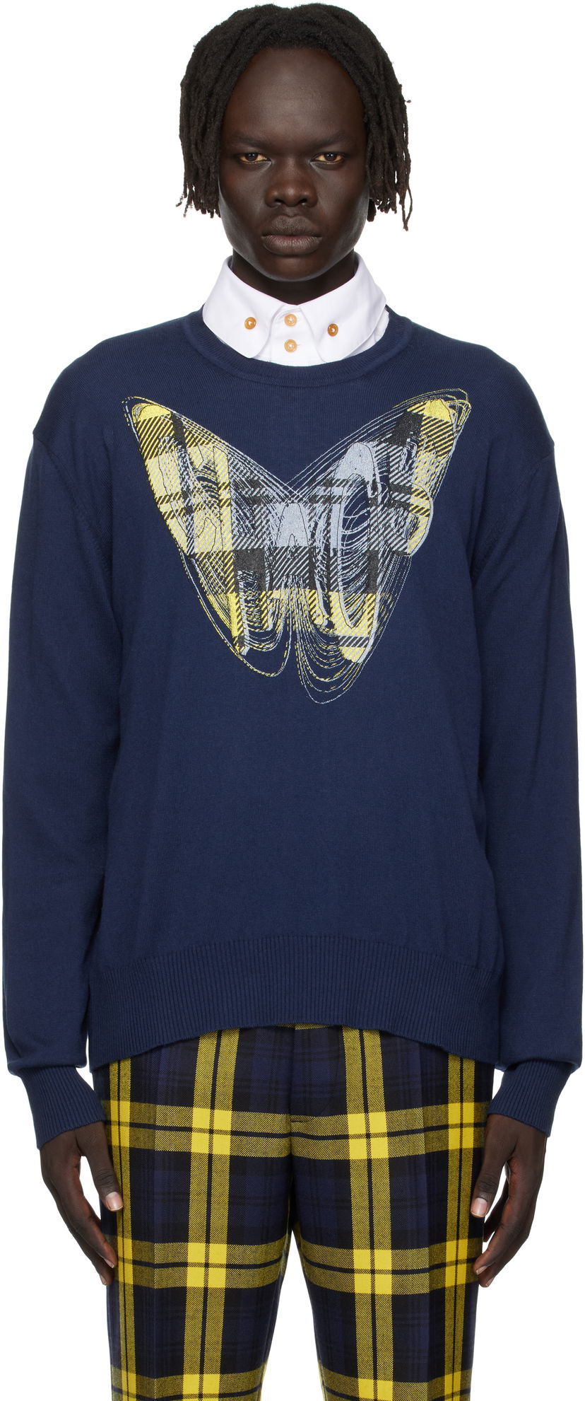 Villapaita Vivienne Westwood Vivienne Westwood Chaos Graphic Print Sweater Tummansininen | 38030056-Y001V-