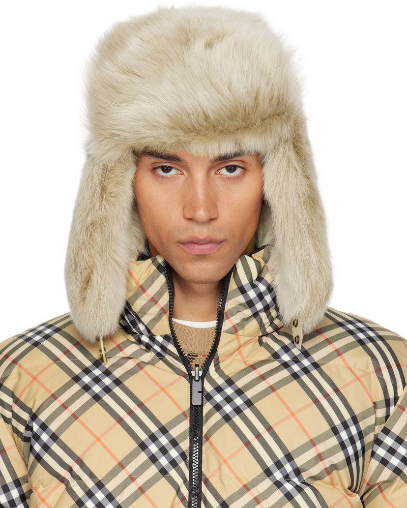 Hattu Burberry Burberry Shearling Trapper Hat Beige | 8114666