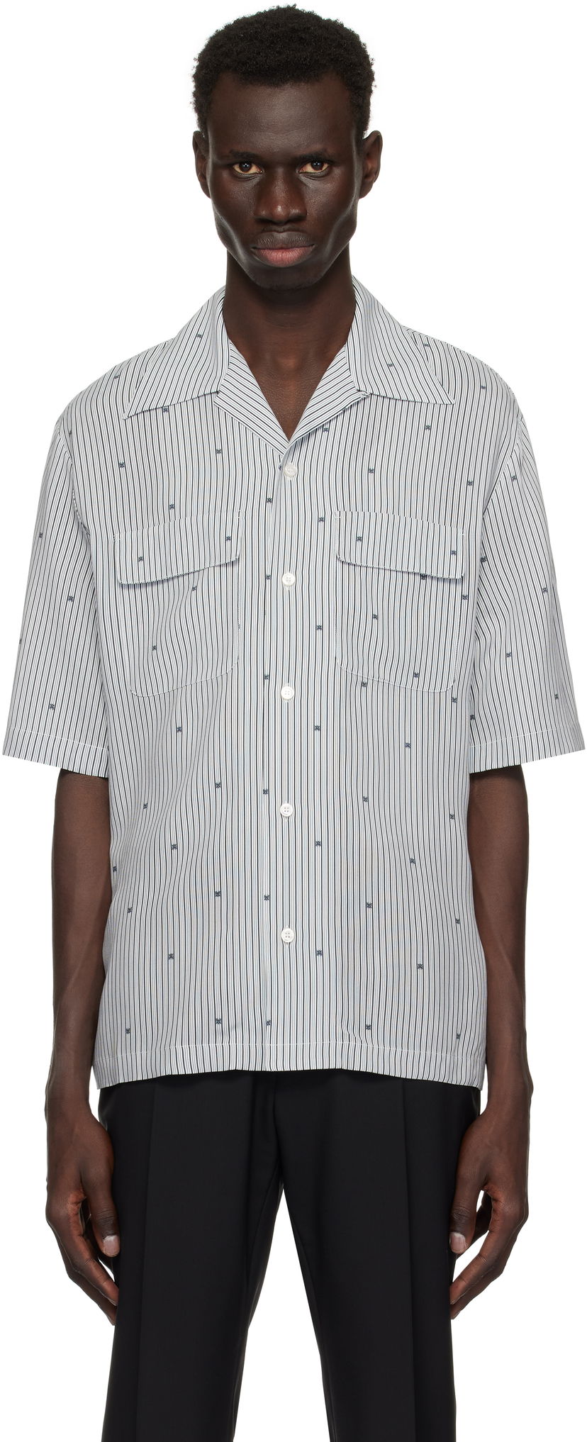 Paita AMIRI AMIRI 'MA' Pinstripe Camp Shirt Valkoinen | AMSTCA1103