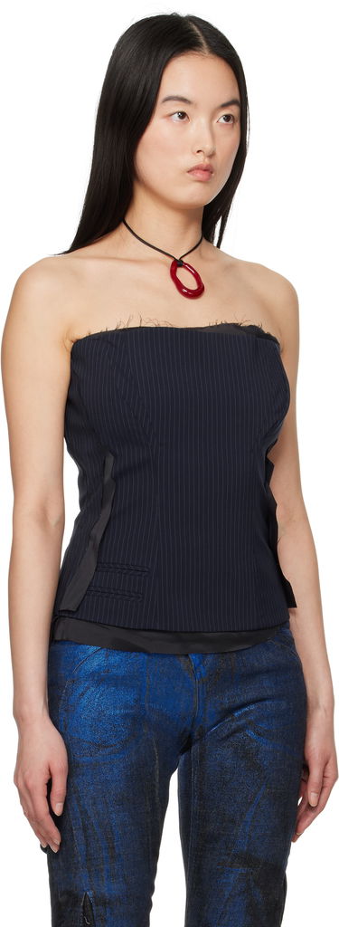 Crop top Ottolinger Ottolinger Pinstripe Corsage Top Musta | 12310302301, 1