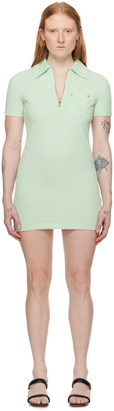 Mekko Palm Angels Half-Zip Collar Minidress Vihreä | PWDB227S24FAB0015151