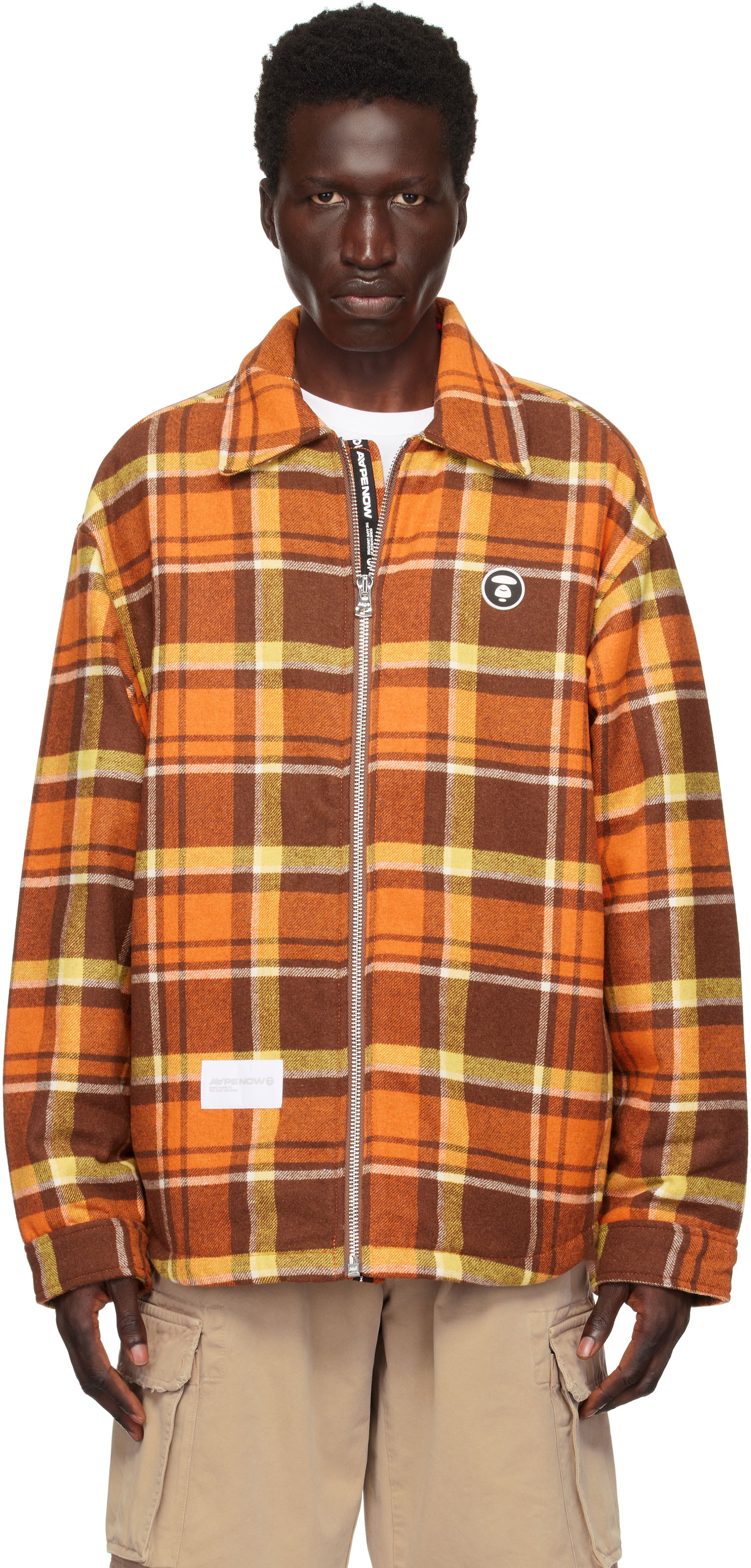 Paita AAPE by A Bathing Ape AAPE by A Bathing Ape 'AAPE Now' Plaid Zip-Up Jacket Oranssi | AAPJKM7659XXNBWQ, 0