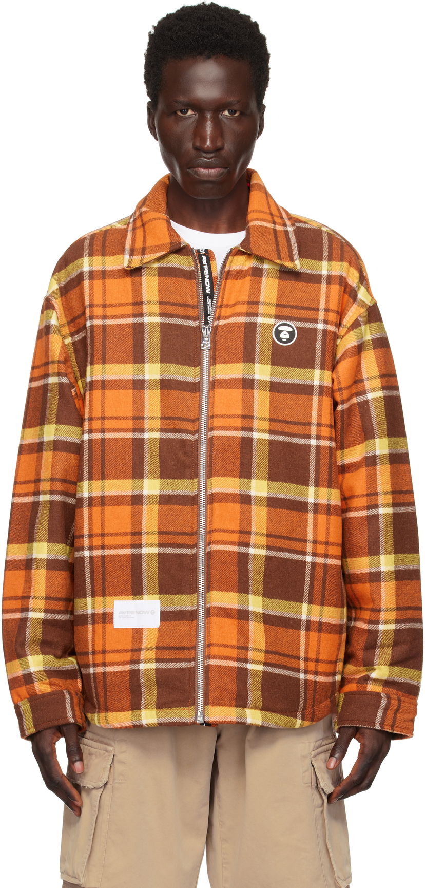 Paita AAPE by A Bathing Ape AAPE by A Bathing Ape 'AAPE Now' Plaid Zip-Up Jacket Oranssi | AAPJKM7659XXNBWQ