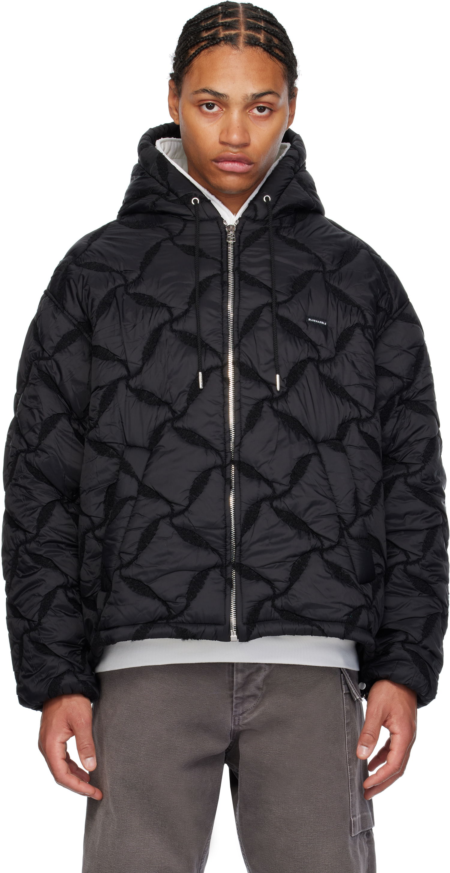 Puffer takki Bluemarble Hooded Bomber Jacket Musta | JA68 NY10B24 BLK, 0