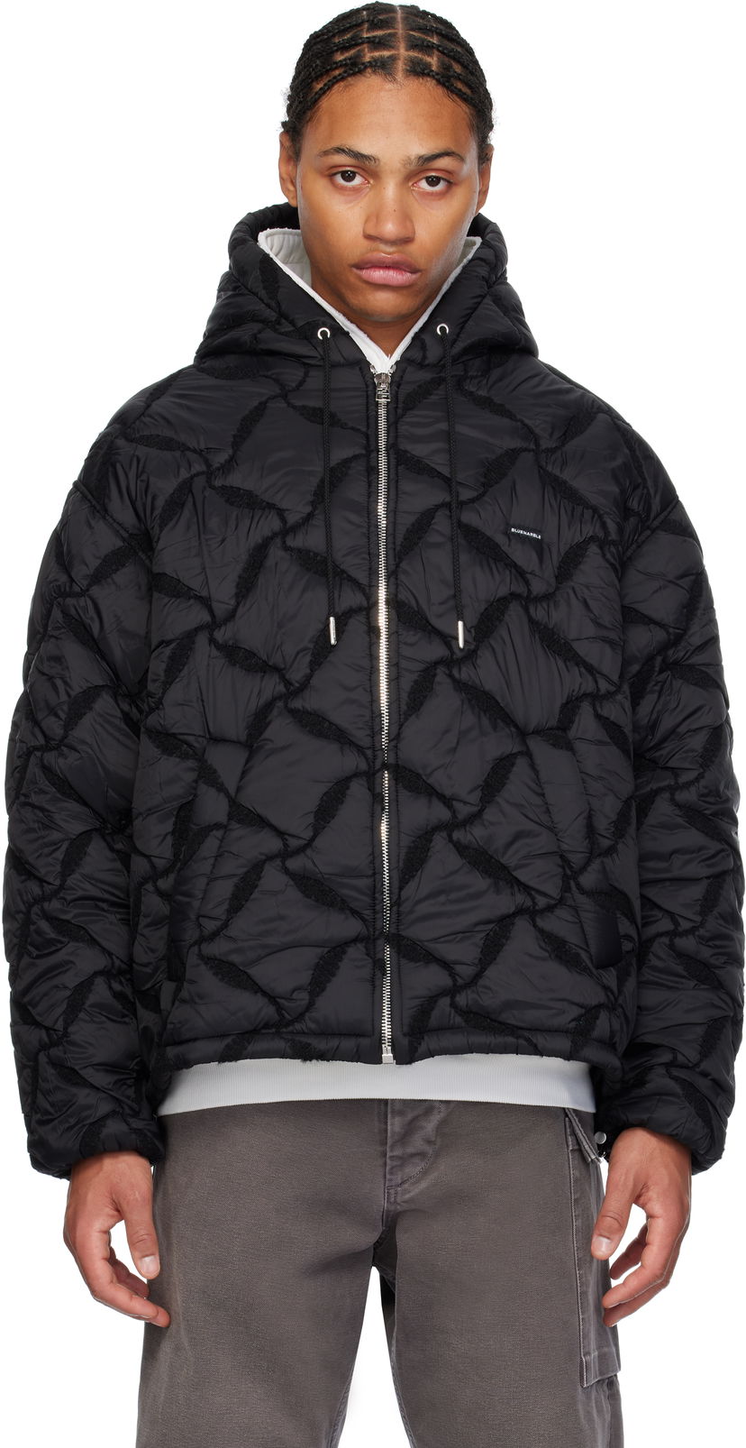 Puffer takki Bluemarble Hooded Bomber Jacket Musta | JA68 NY10B24 BLK