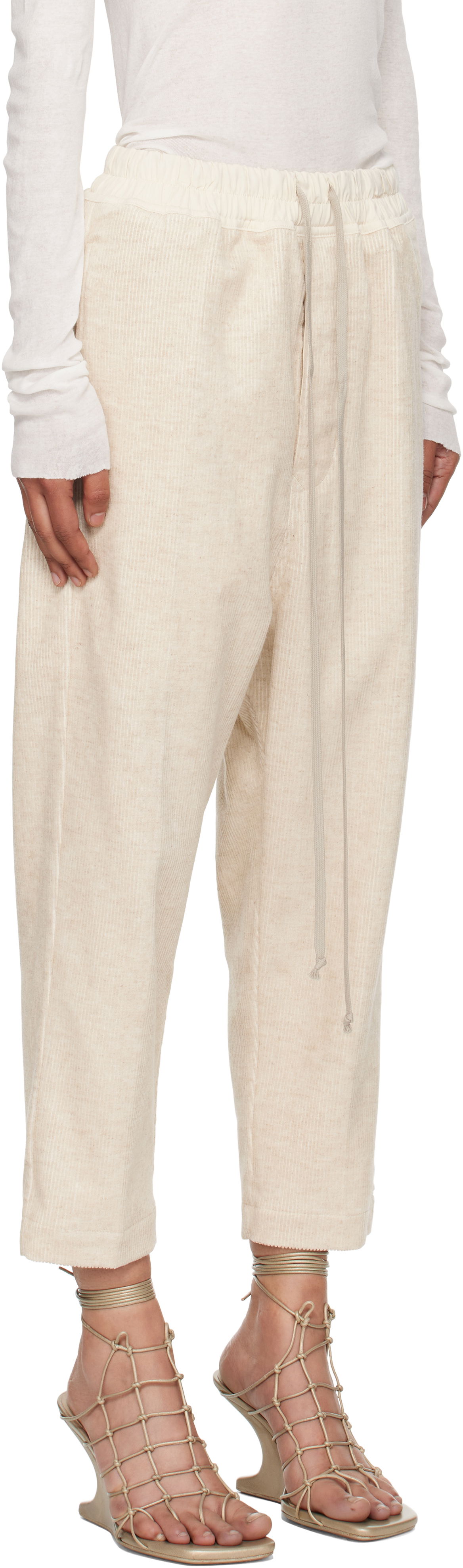 Housut Rick Owens Rick Owens Concordians Drawstring Astaires Trousers Beige | RP02E4303 MLC, 1