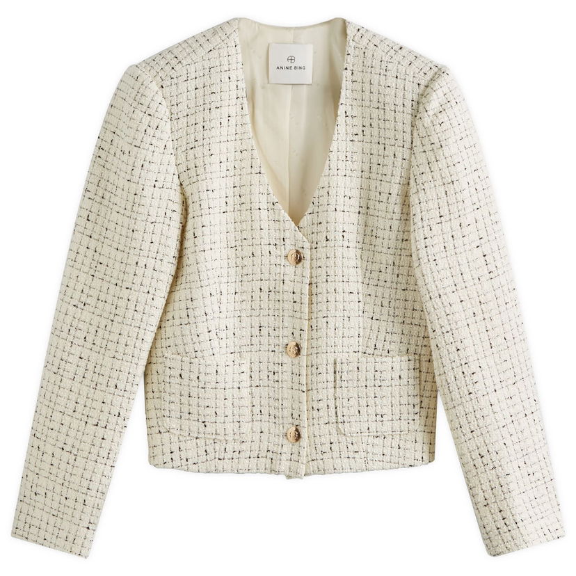 Takki Anine Bing Anitta White/Black Tweed Jacket Valkoinen | A-01-7165-193