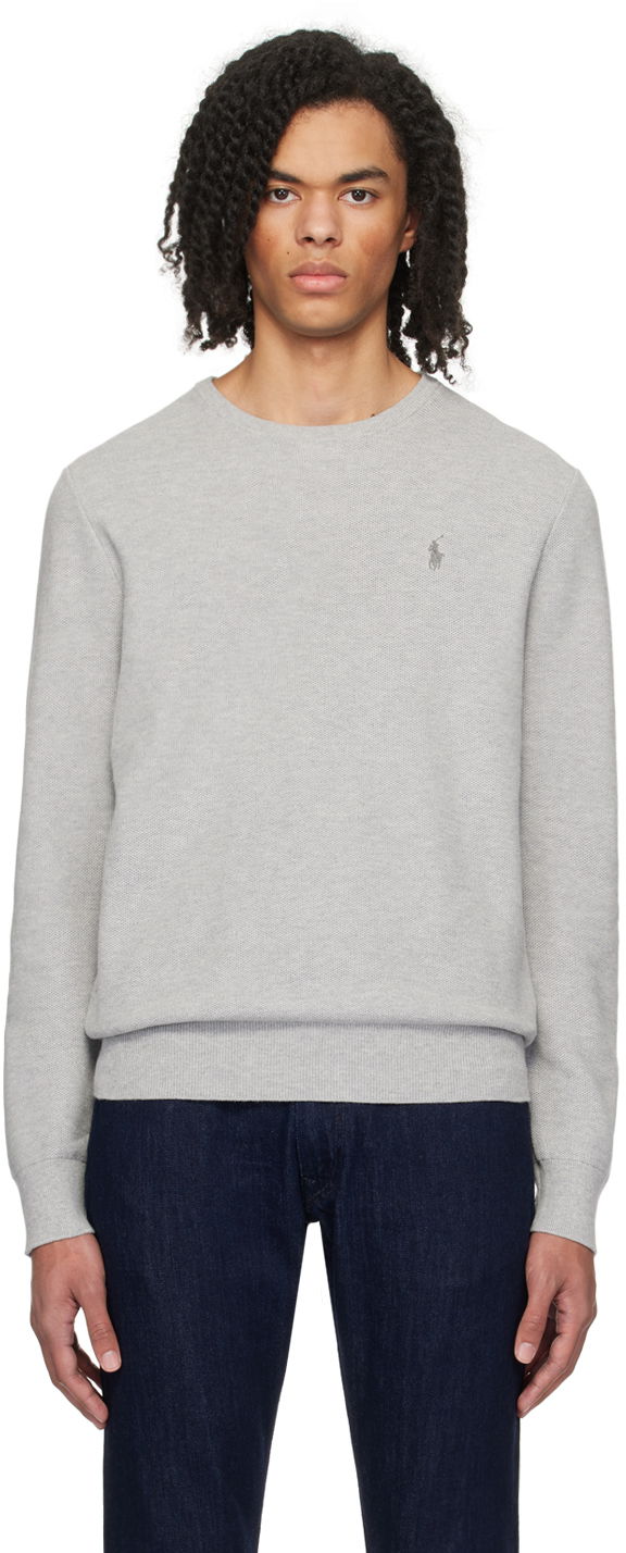 Villapaita Polo by Ralph Lauren Textured Sweater Harmaa | 710918163002
