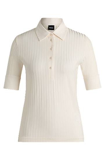 Poolopaita BOSS Ribbed Polo T-shirt Valkoinen | 50532051