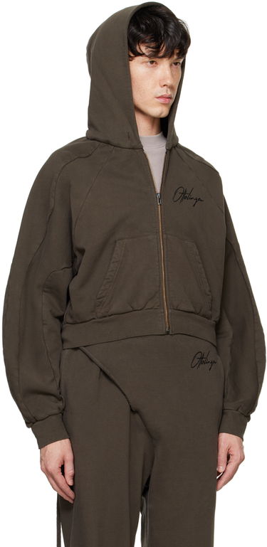Huppari Ottolinger Ottolinger Multiline Zip Up Cropped Hoodie Vihreä | 1150202521, 1