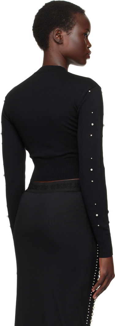 Villapaita Versace Embellished Logo Cropped Sweater Musta | E77HAFM30_ECMN60, 2