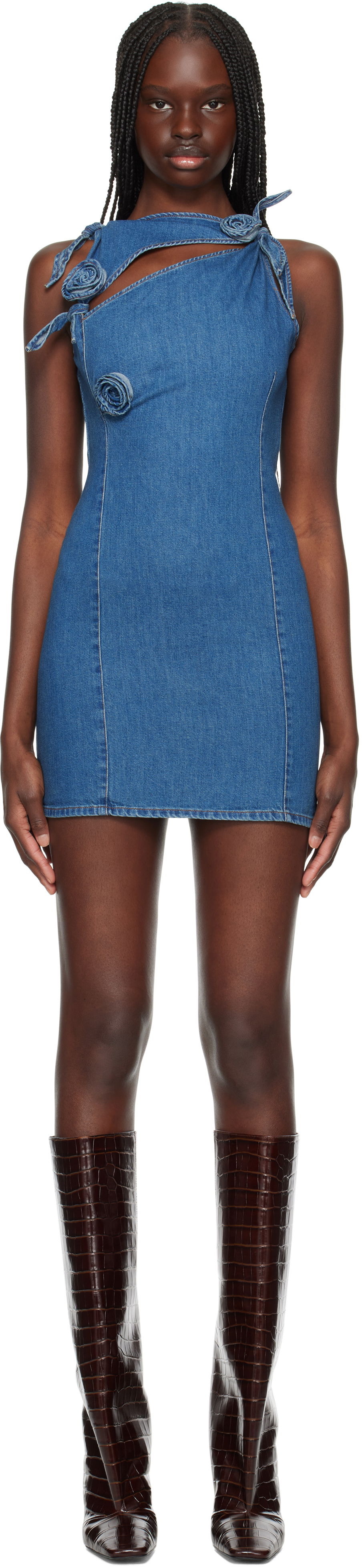 Mekko Coperni Coperni Asymmetric Flower Denim Minidress Sininen | COPR158F2014, 0