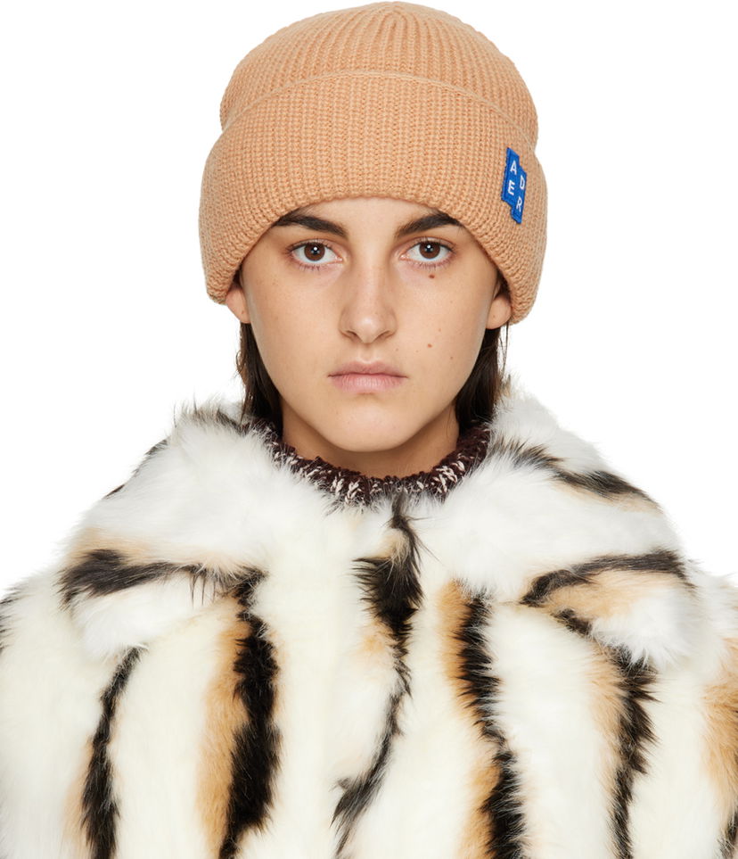 Pipo ADER ERROR Logo Ribbed Beanie Beige | BLAFWBE03CM