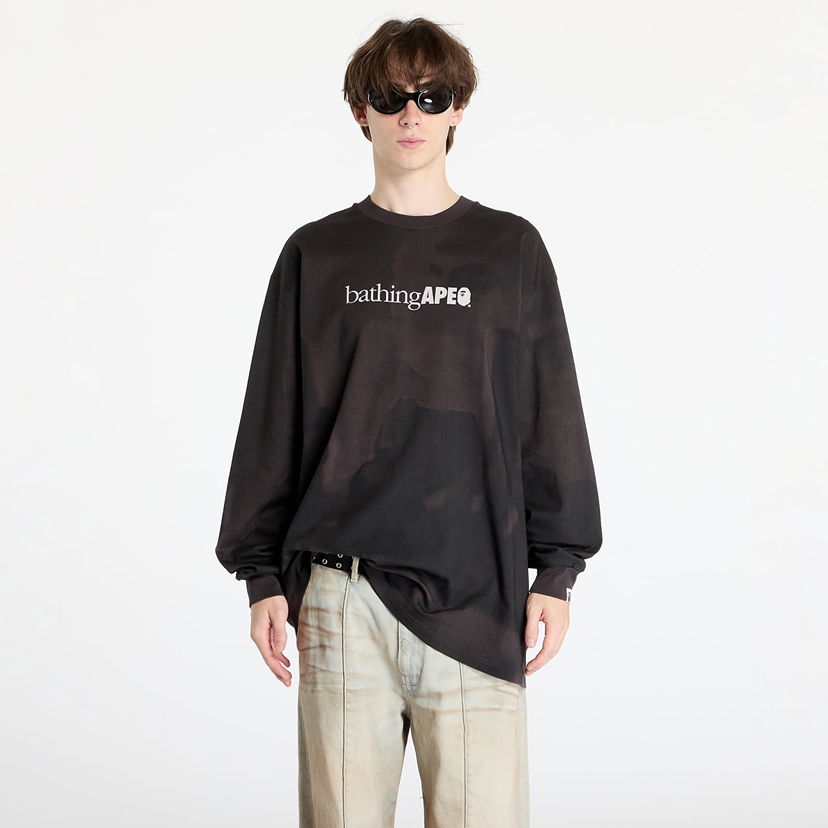 T-paita BAPE Overprint Logo Relaxed Fit Long Sleeve Tee Black Musta | 001LTK801301M BLK