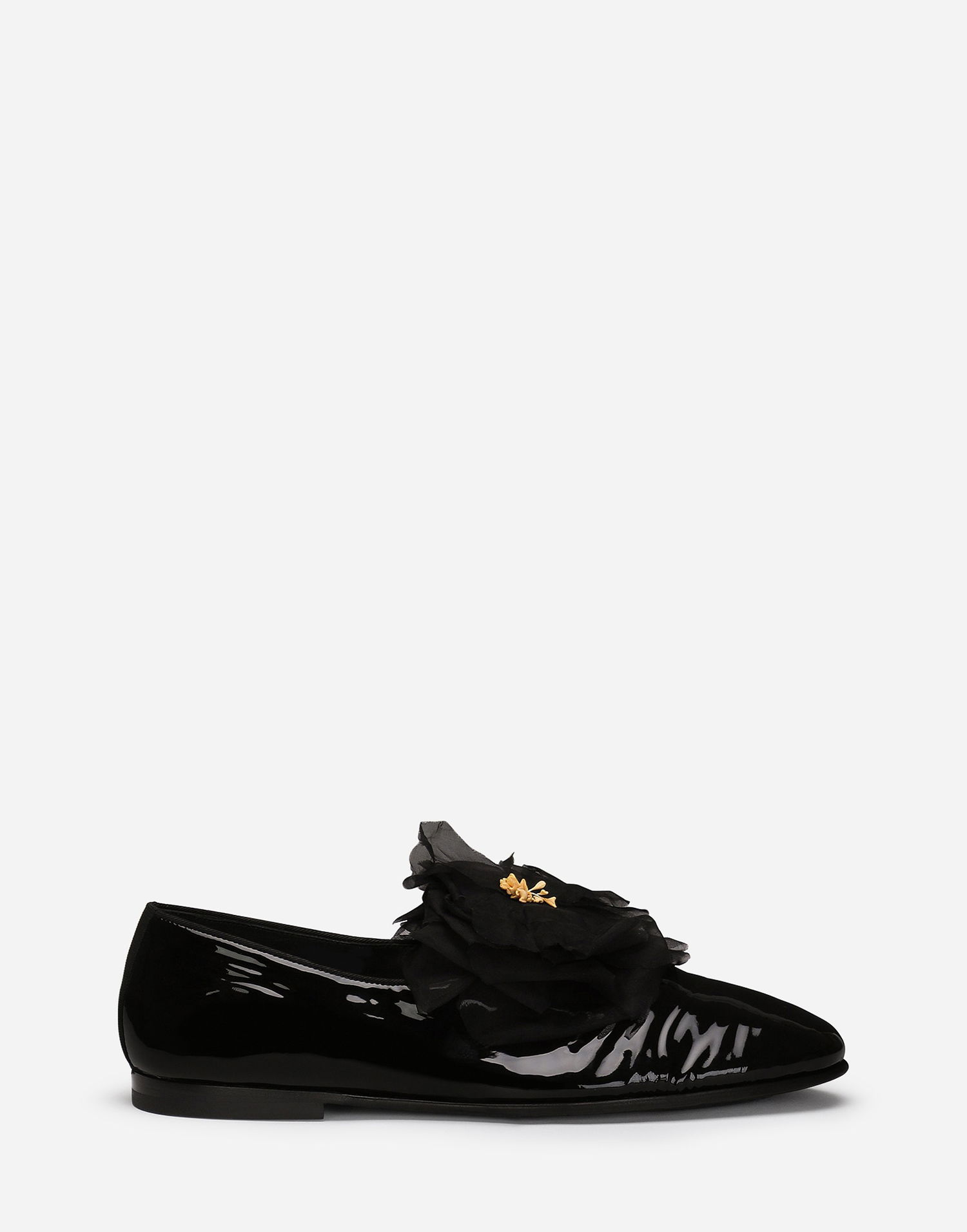 Tennarit ja kengät Dolce & Gabbana Patent Leather Slippers With Flower Applique Musta | A50645A3G488B956, 0