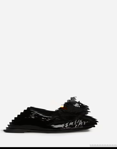 Tennarit ja kengät Dolce & Gabbana Patent Leather Slippers With Flower Applique Musta | A50645A3G488B956, 0