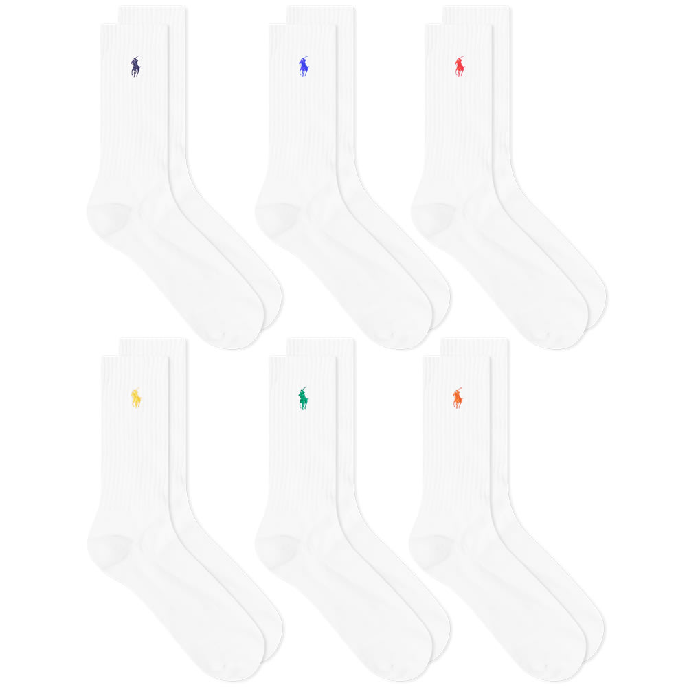 Sukat Polo by Ralph Lauren Multicoloured PP Sports Sock - 6 Pack Valkoinen | 449799740002, 0