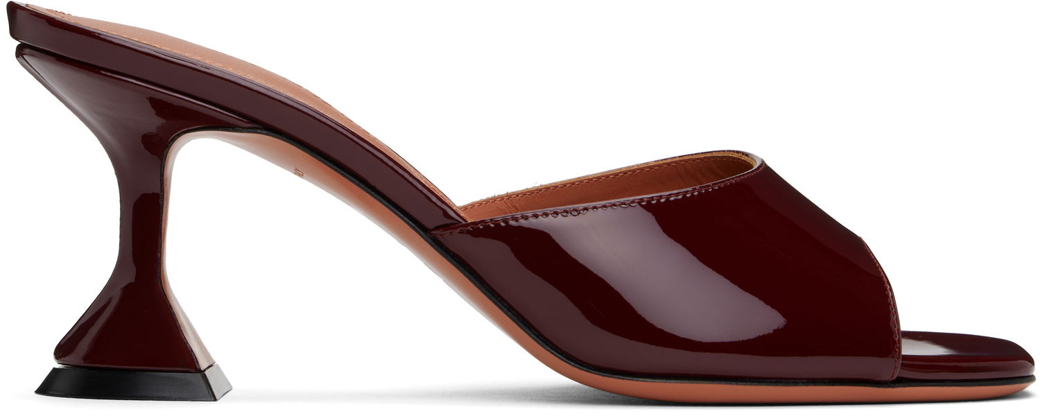 Asusteet Amina Muaddi Amina Muaddi Lupita 70 Heeled Patent Leather Sandals Burgundia | LUPITA SLIPPER 70 PATENT, 0